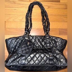 CHANEL Authentic XL Tote Quilted Black Leather Flap Bag Vintage Grand Shopper